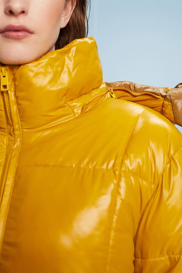 Prošívaná zateplená bunda s kapucí, AMBER YELLOW, detail image number 1