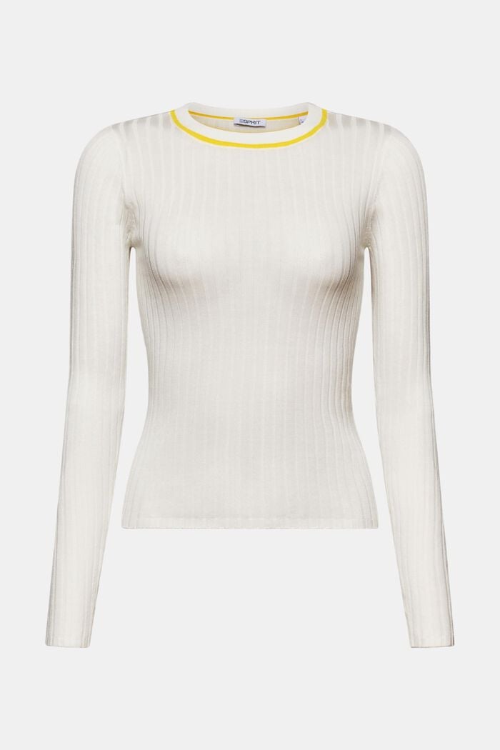 Žebrový pulovr s kulatým výstřihem, OFF WHITE, detail image number 6