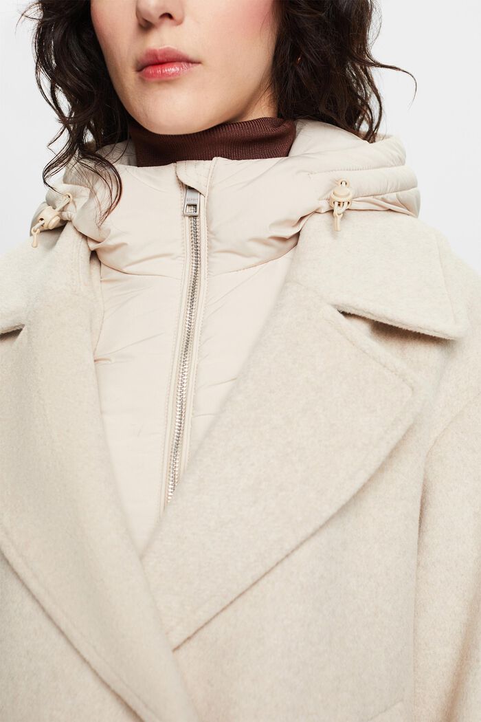 Vatovaný kabát ze směsi s vlnou, s odepínací kapucí, ICE, detail image number 2