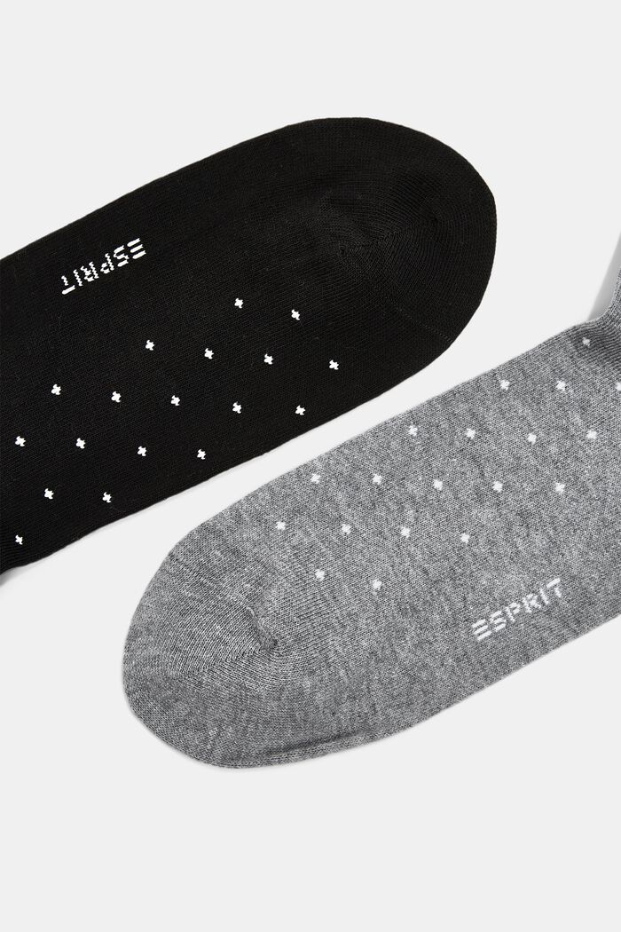 2 páry ponožek s tečkovaným vzorem, bio bavlna, BLACK/GREY, detail image number 1
