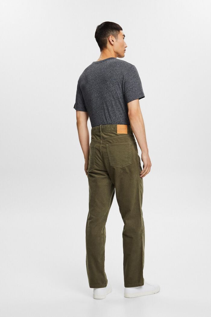 Manšestrové kalhoty s rovným straight střihem, KHAKI GREEN, detail image number 3