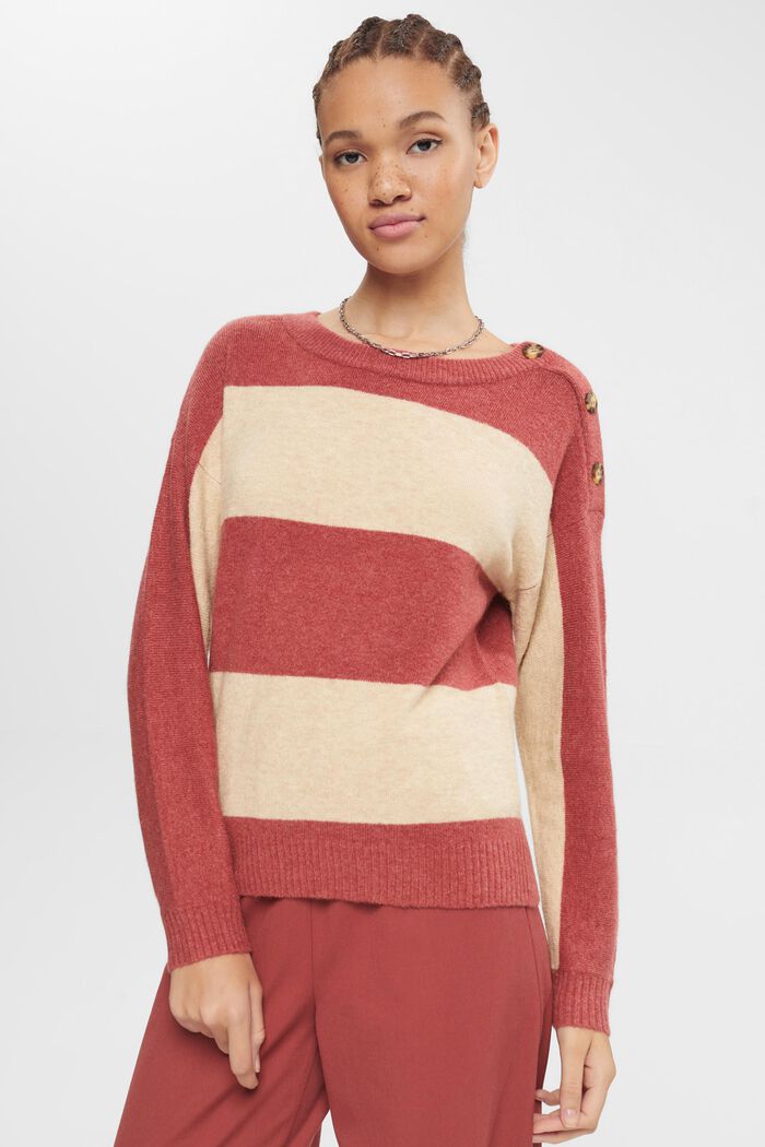 S vlnou: pruhovaný pulovr, TERRACOTTA, detail image number 1