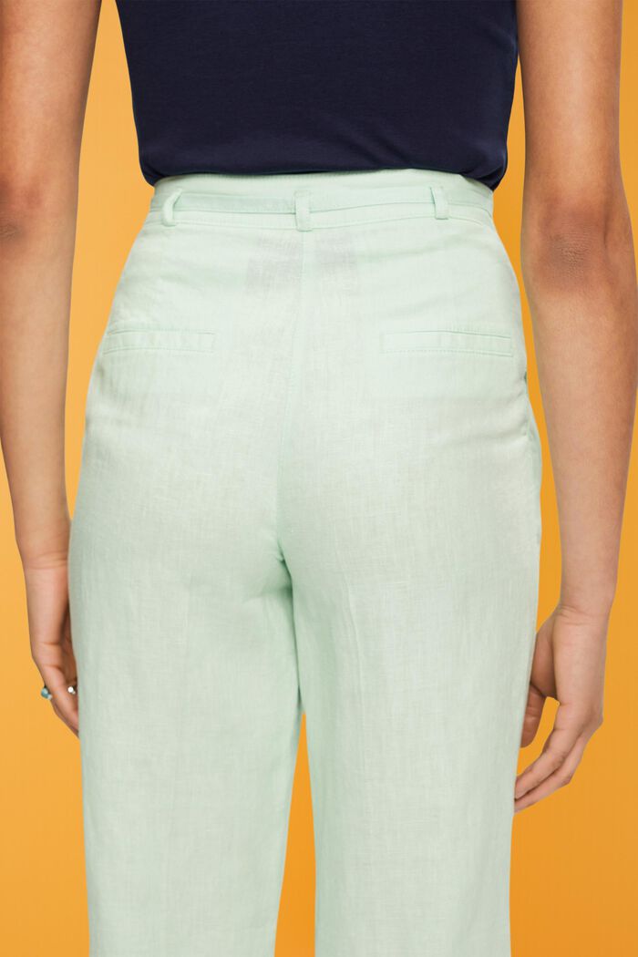 Lněné kalhoty se širokými nohavicemi, PASTEL GREEN, detail image number 4