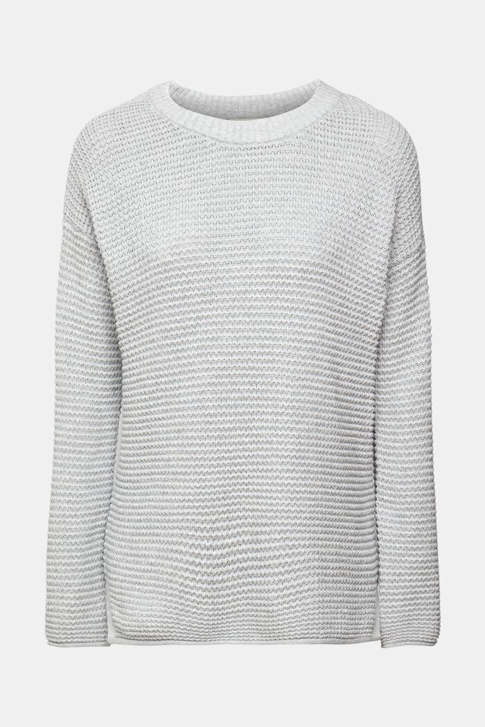 Pletený pulovr s texturou, LIGHT GREY, overview