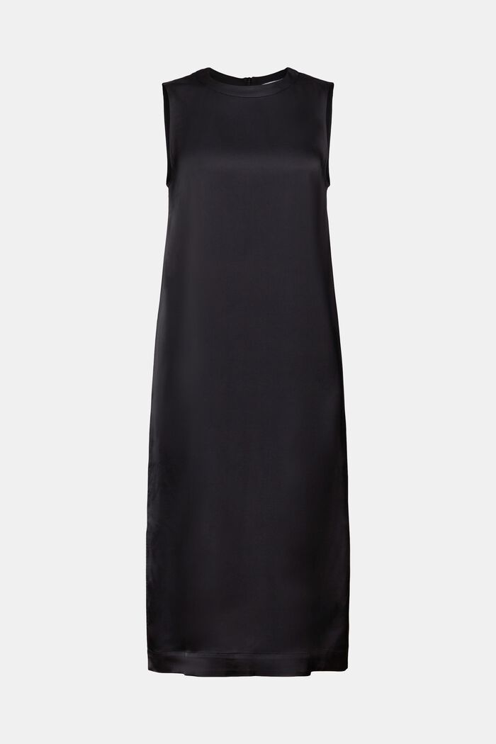 Saténové pouzdrové šaty bez rukávů, BLACK, detail image number 5