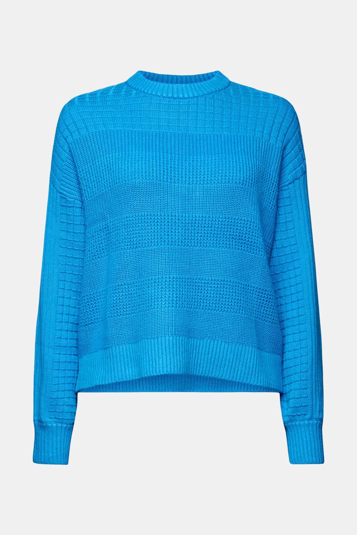 Strukturovaný pulovr s kulatým výstřihem, BLUE, detail image number 6