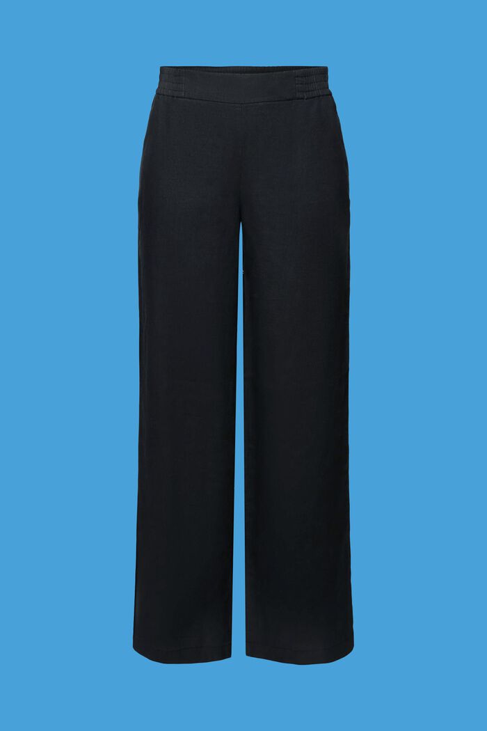 Lněné kalhoty s elastickým pasem, BLACK, detail image number 7
