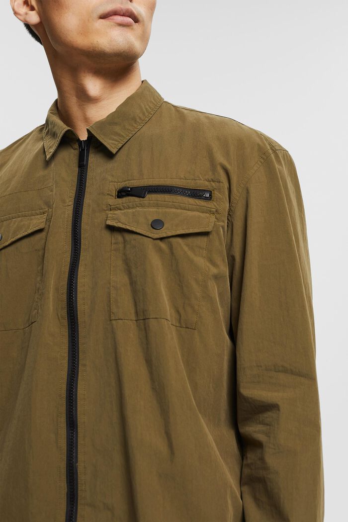 Lehká košilová bunda na zip, DARK KHAKI, detail image number 2