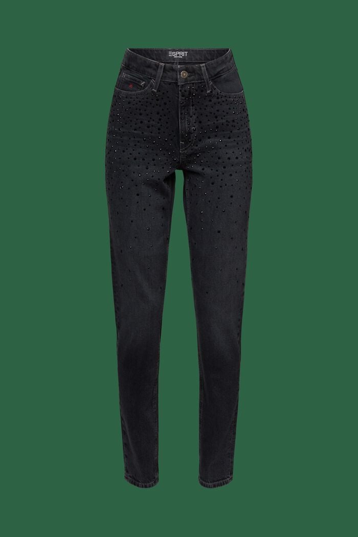 Retro klasické džíny s vysokým pasem, BLACK DARK WASHED, detail image number 8