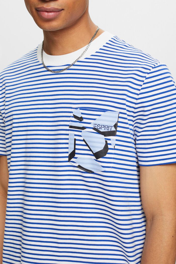 Pruhované tričko z bavlněného žerzeje, BRIGHT BLUE, detail image number 3