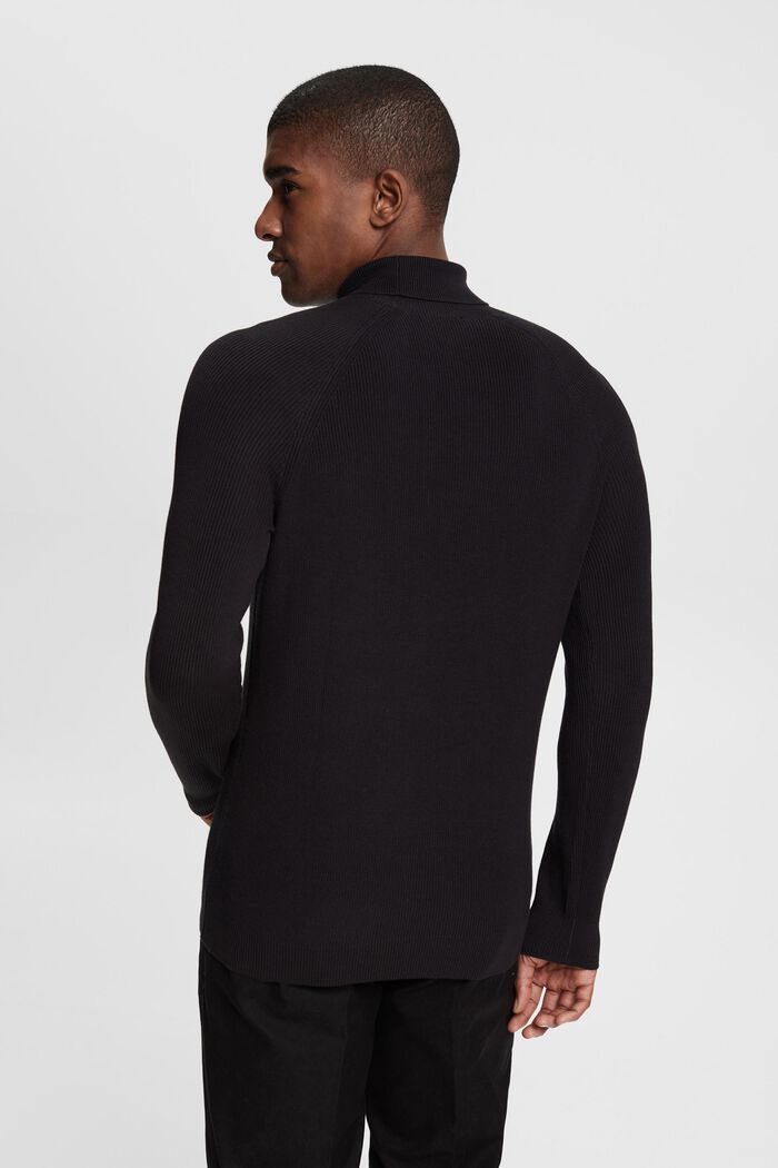Žebrovaný svetr s vysokým přiléhavým límcem, BLACK, detail image number 3