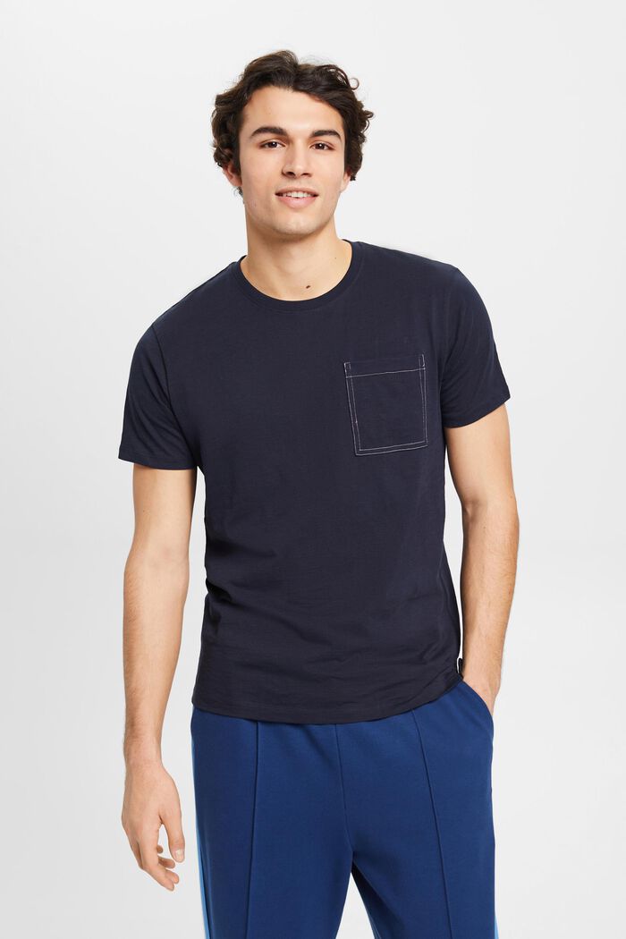 Bavlněné tričko s náprsní kapsou, NAVY, detail image number 0