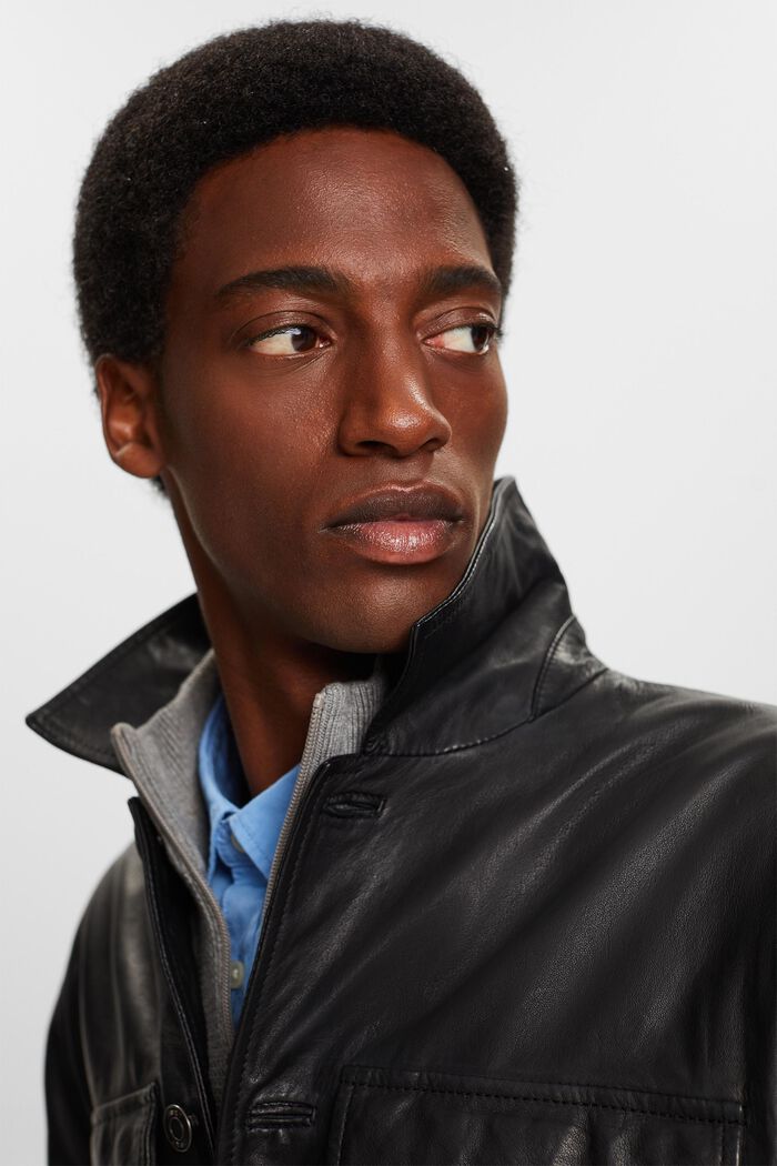 Kožená košilová bunda, BLACK, detail image number 6