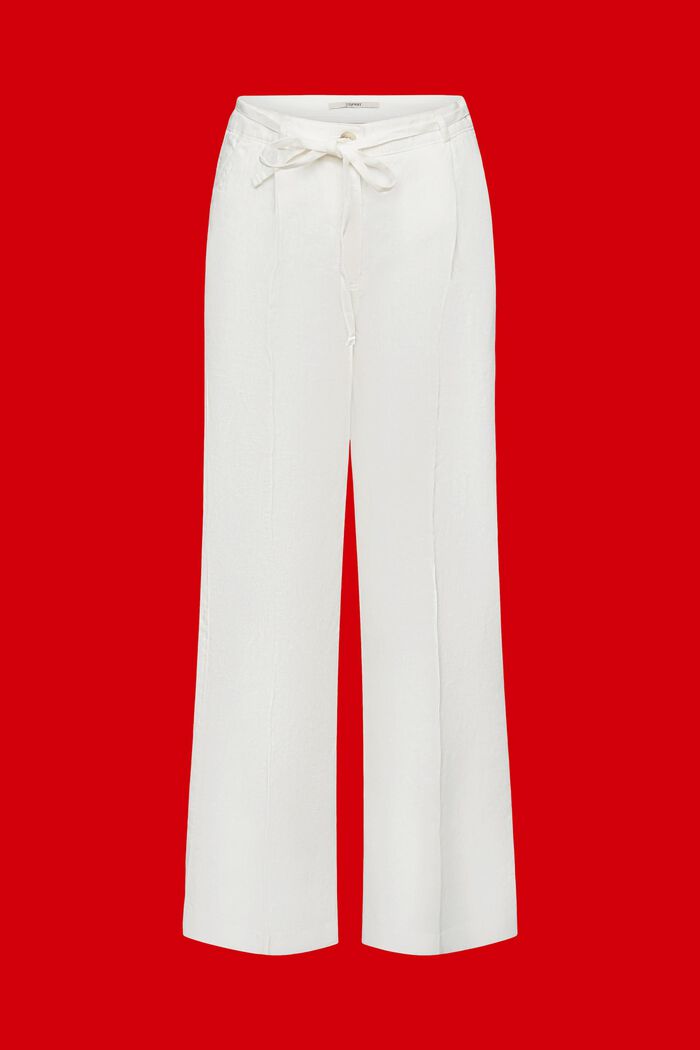 Lněné kalhoty se širokými nohavicemi, OFF WHITE, detail image number 7