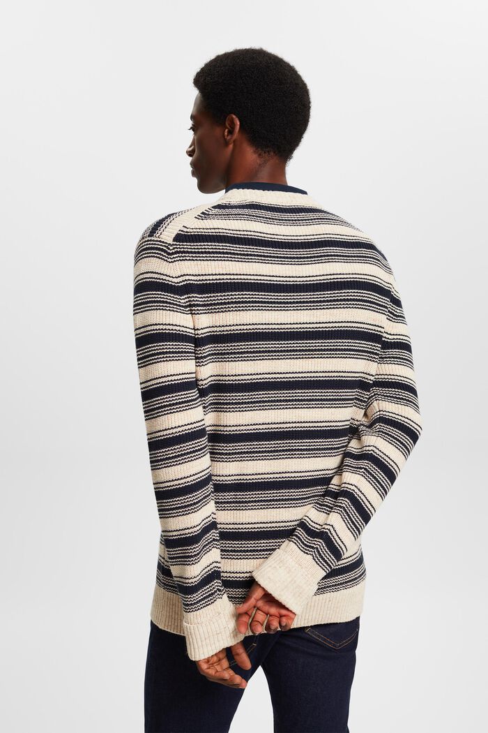 Pruhovaný pulovr s kulatým výstřihem, 100 % bavlna, NAVY, detail image number 4