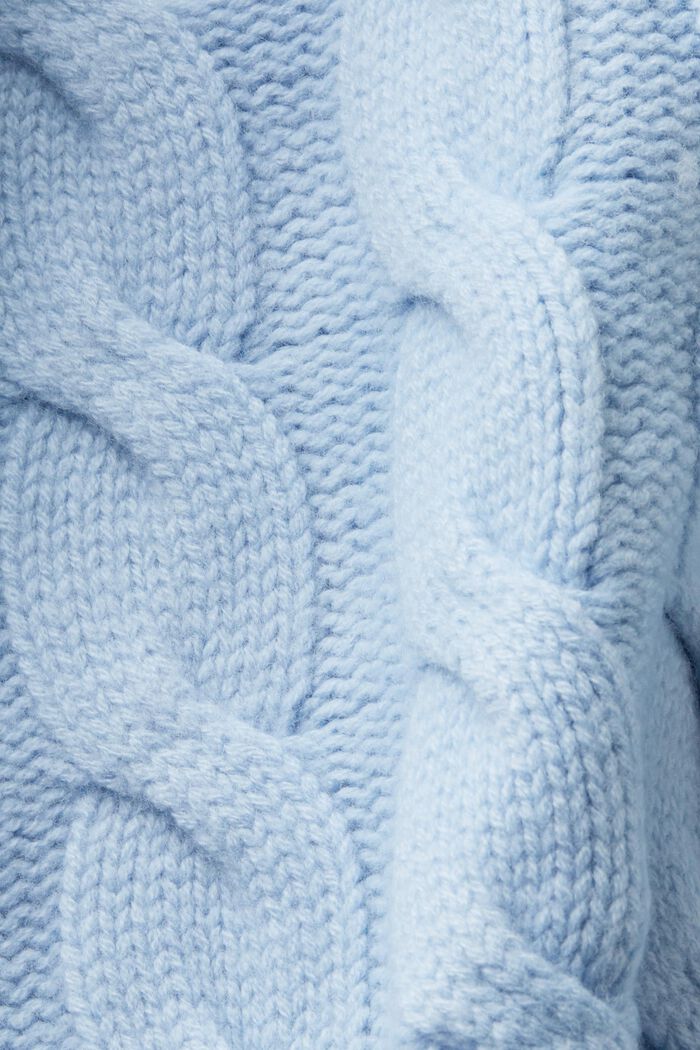 Šálový pulovr z vlněné copánkové pleteniny, LIGHT BLUE LAVENDER, detail image number 6