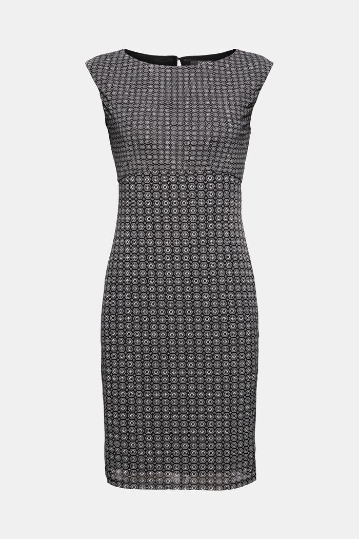 Pouzdrové šaty ze síťoviny, s potiskem, BLACK, overview