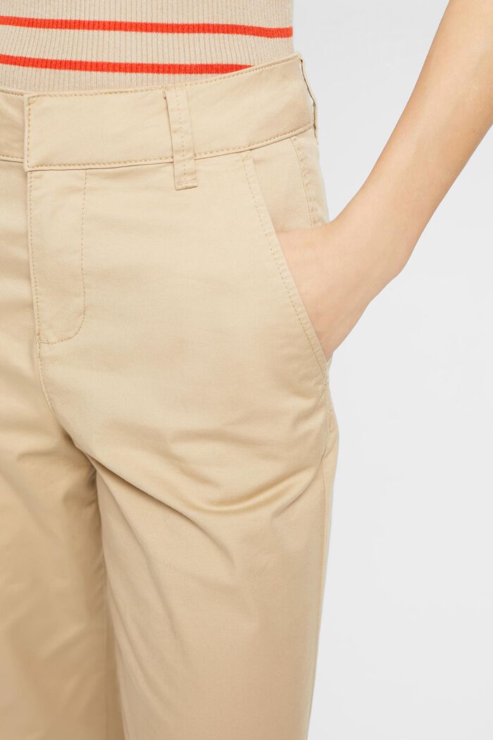 Kalhoty chino, vysoký pas, rovné nohavice, SAND, detail image number 2