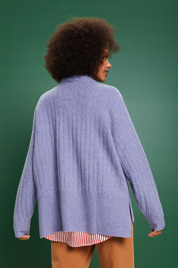 Plochý pulovr z žebrové pleteniny, BLUE LAVENDER, detail image number 2