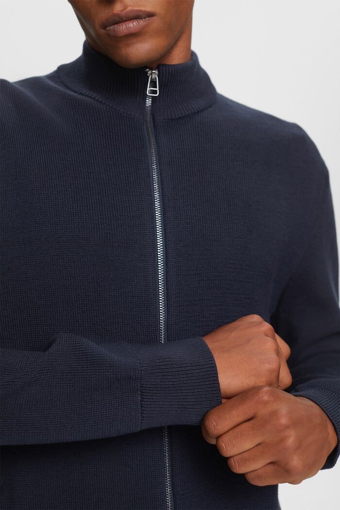 Kardigan na zip, 100 % bavlna, NAVY, detail image number 2