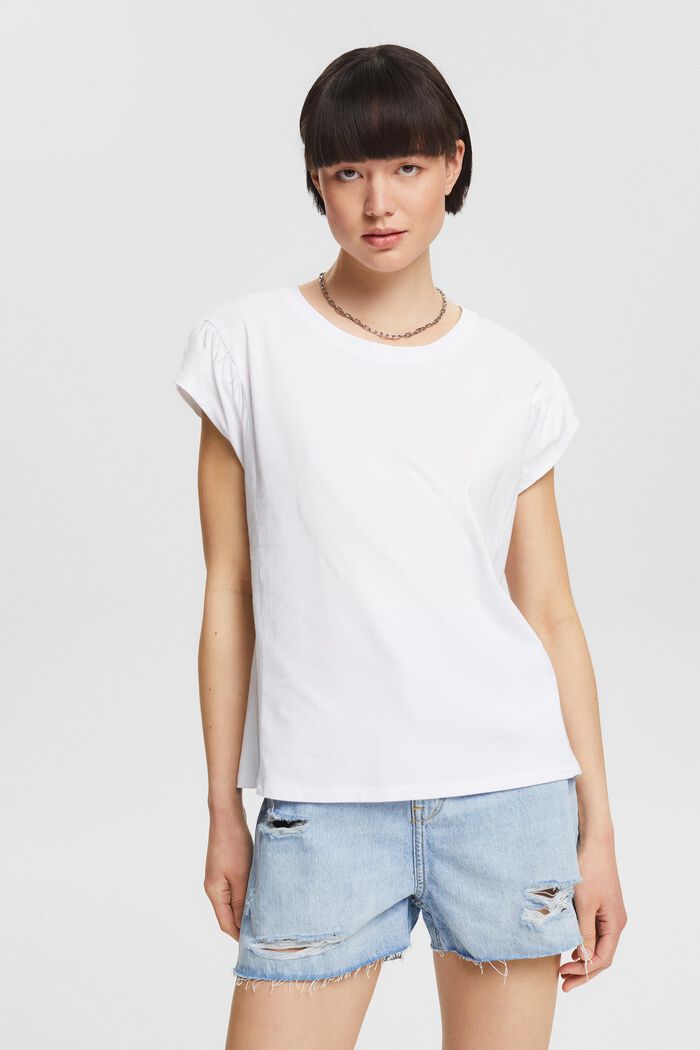 Tričko s nařasenými rameny, WHITE, detail image number 0