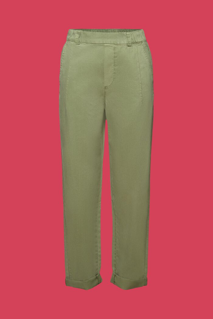 Zkrácené kalhoty chino bez zapínání, PALE KHAKI, detail image number 7