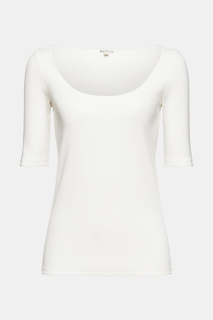 Žebrované tričko z bio bavlny, OFF WHITE, detail image number 5