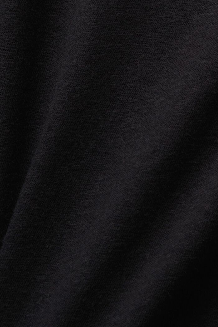 Tričko ze směsi bavlny a lnu, BLACK, detail image number 5