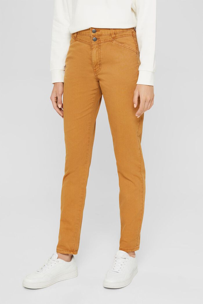 Kalhoty s vysokým pasem se dvojitým zapínáním na knoflík, 100% bio bavlna, BARK, detail image number 0