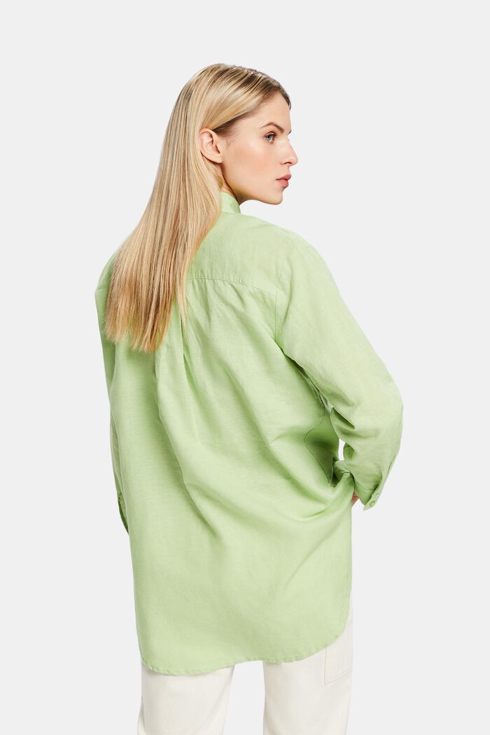 Košile ze lnu s bavlnou, LIGHT GREEN, detail image number 2