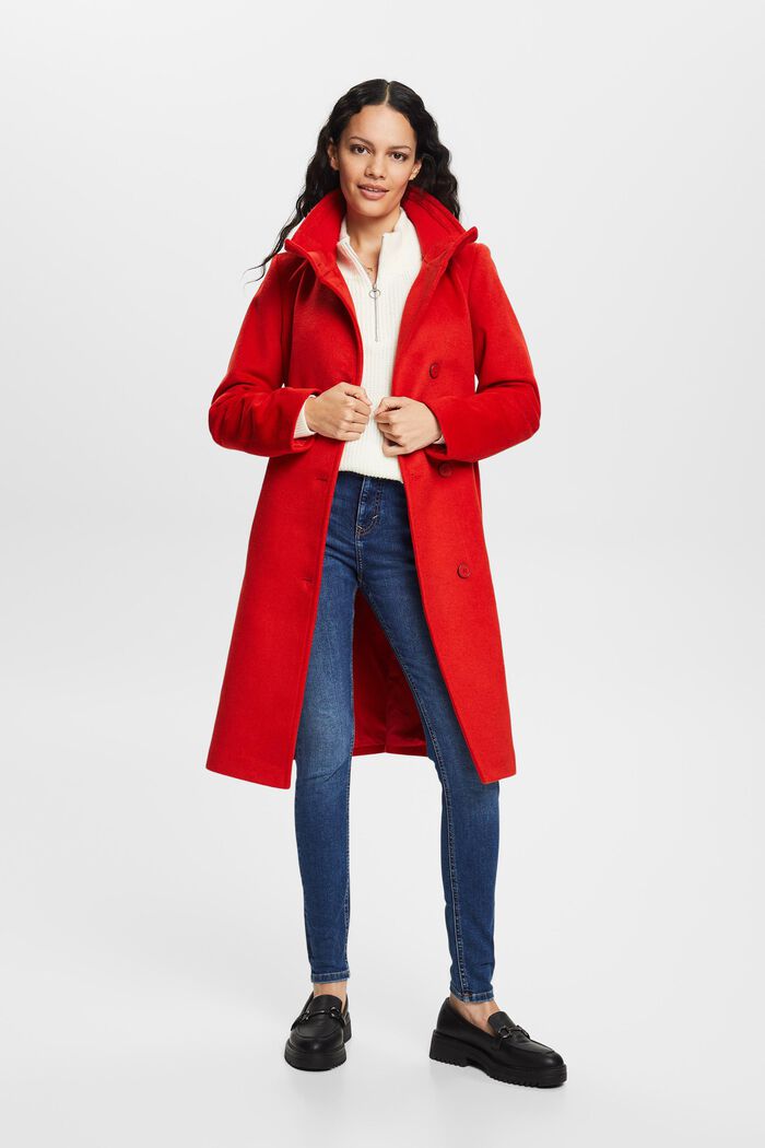 Z recyklovaného materiálu: kabát s vlnou a kašmírem, RED, detail image number 4