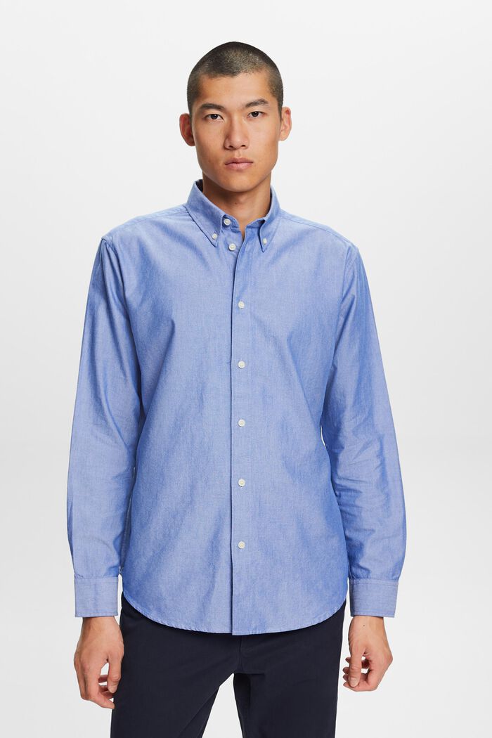Bavlněná popelínová košile s propínacím límcem, BRIGHT BLUE, detail image number 0