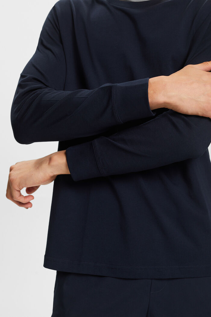 Žerzejové tričko s dlouhým rukávem, 100 % bavlna, NAVY, detail image number 2