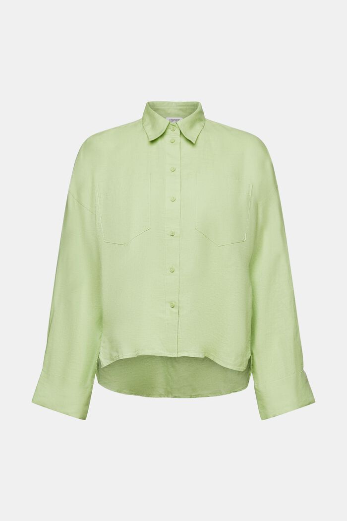 Košilová halenka ze směsi bavlny a lnu, LIGHT GREEN, detail image number 7