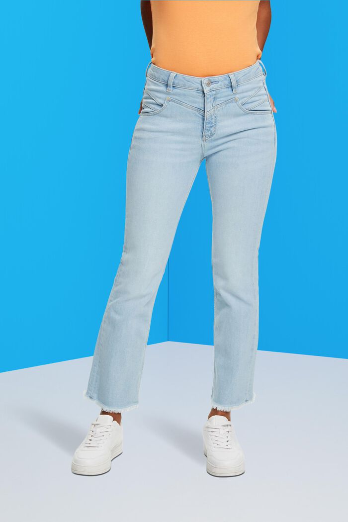 Bavlněné džíny se středně vysokým pasem a rozšířenými nohavicemi, BLUE LIGHT WASHED, detail image number 0