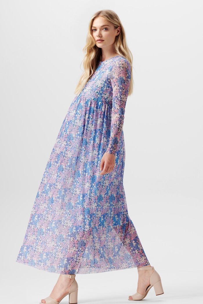 Síťované maxi šaty s květovaným potiskem, LIGHT BLUE, detail image number 2