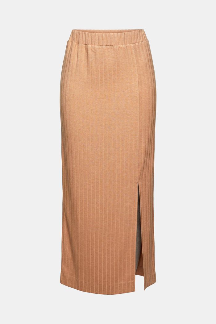 Midi sukně s žebrovaným vzhledem, LIGHT TAUPE, detail image number 7
