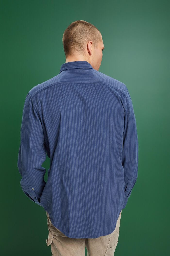 Pruhovaná košile z bavlněného flanelu, GREY BLUE, detail image number 3