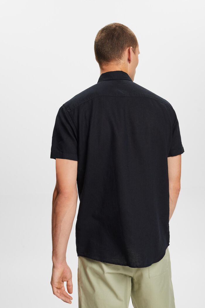 Košile, krátký rukáv, směs s bavlnou a lnem, BLACK, detail image number 3