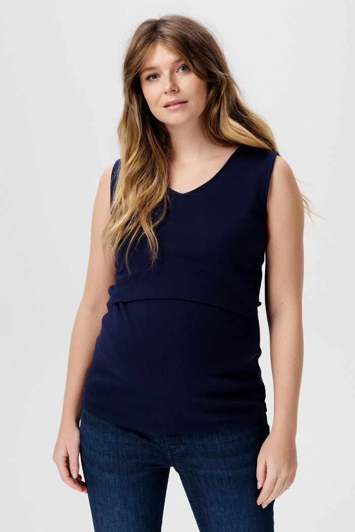 MATERNITY tričko bez rukávů, s úpravou na kojení, DARK NAVY, detail image number 0