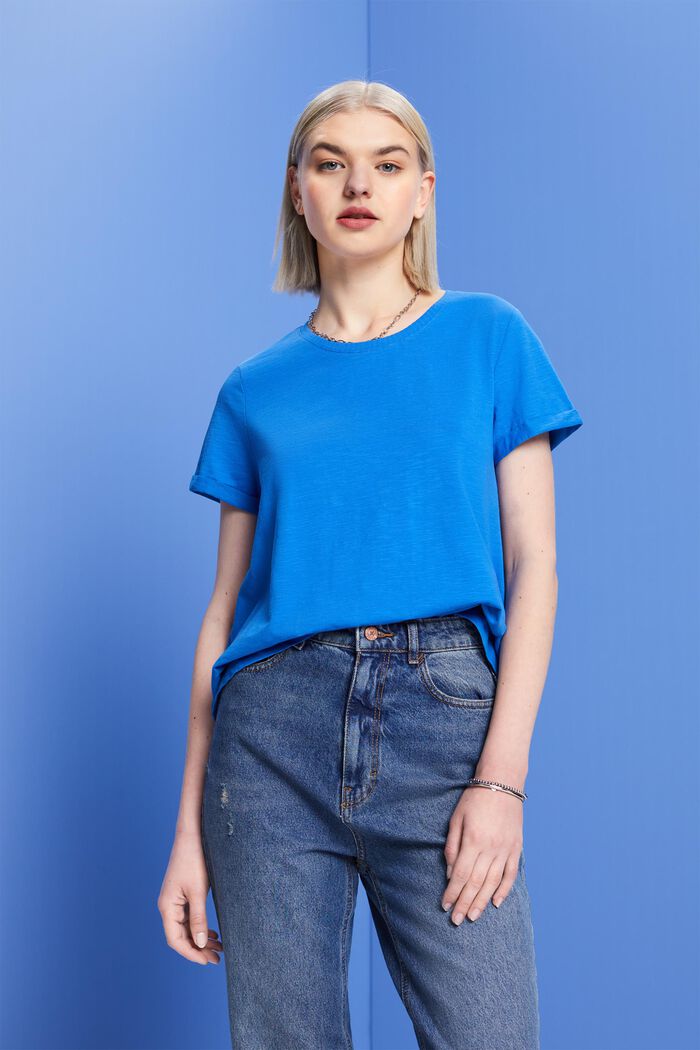 Basic tričko s kulatým výstřihem, 100 % bavlna, BRIGHT BLUE, detail image number 0