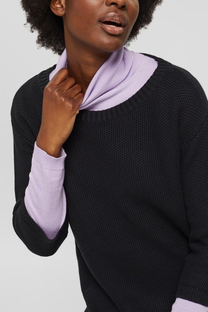 Basic pulovr ze 100% bavlny, BLACK, detail image number 2