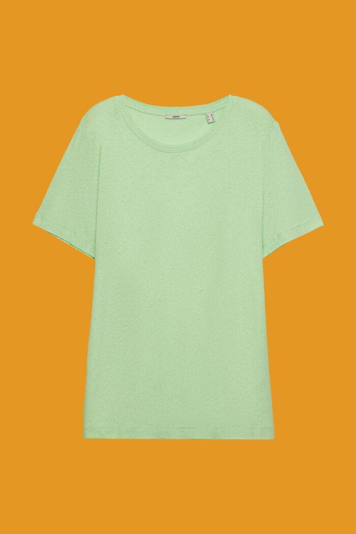 CURVY tričko ze směsi bavlny a lnu, CITRUS GREEN, detail image number 2