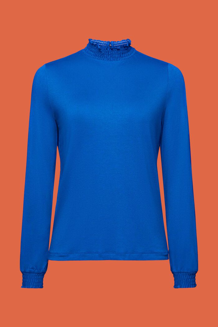 Tričko s dlouhým rukávem a nařasením, LENZING™ ECOVERO™, BRIGHT BLUE, detail image number 6