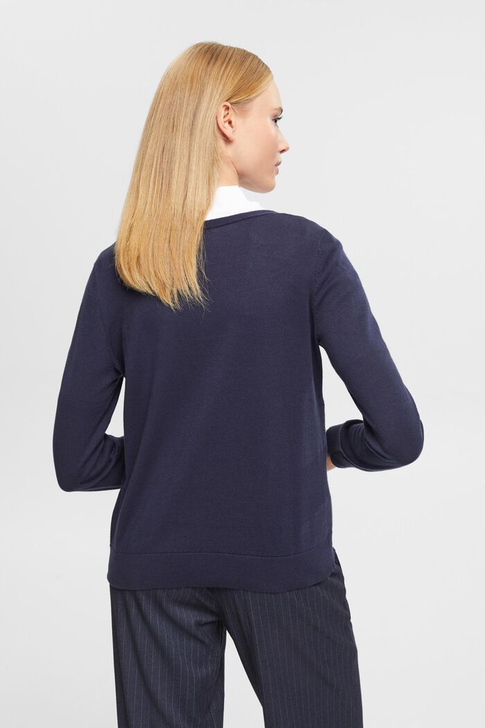 Pletený svetr se špičatým výstřihem, NAVY, detail image number 3