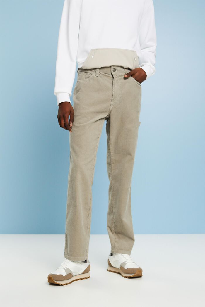 Rovné manšestrové kalhoty v carpenter stylu, PASTEL GREY, detail image number 0