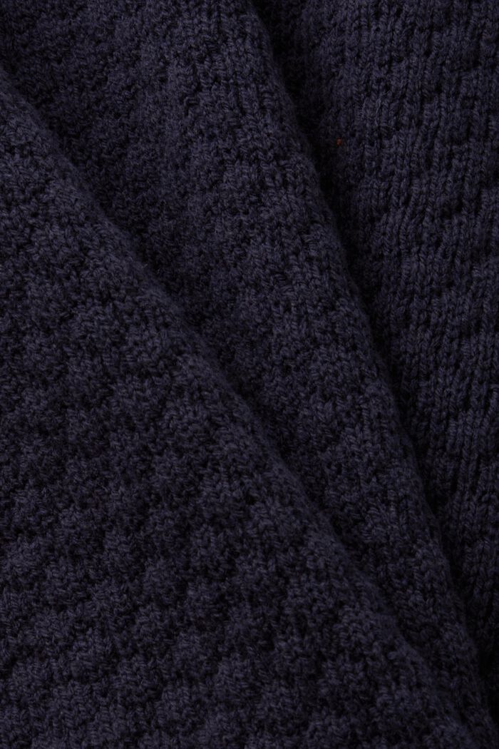 Texturovaný pletený pulovr, směs s bavlnou, NAVY, detail image number 6