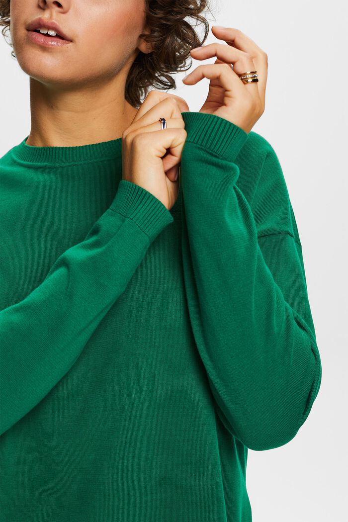 Oversize pulovr, 100 % bavlna, DARK GREEN, detail image number 2