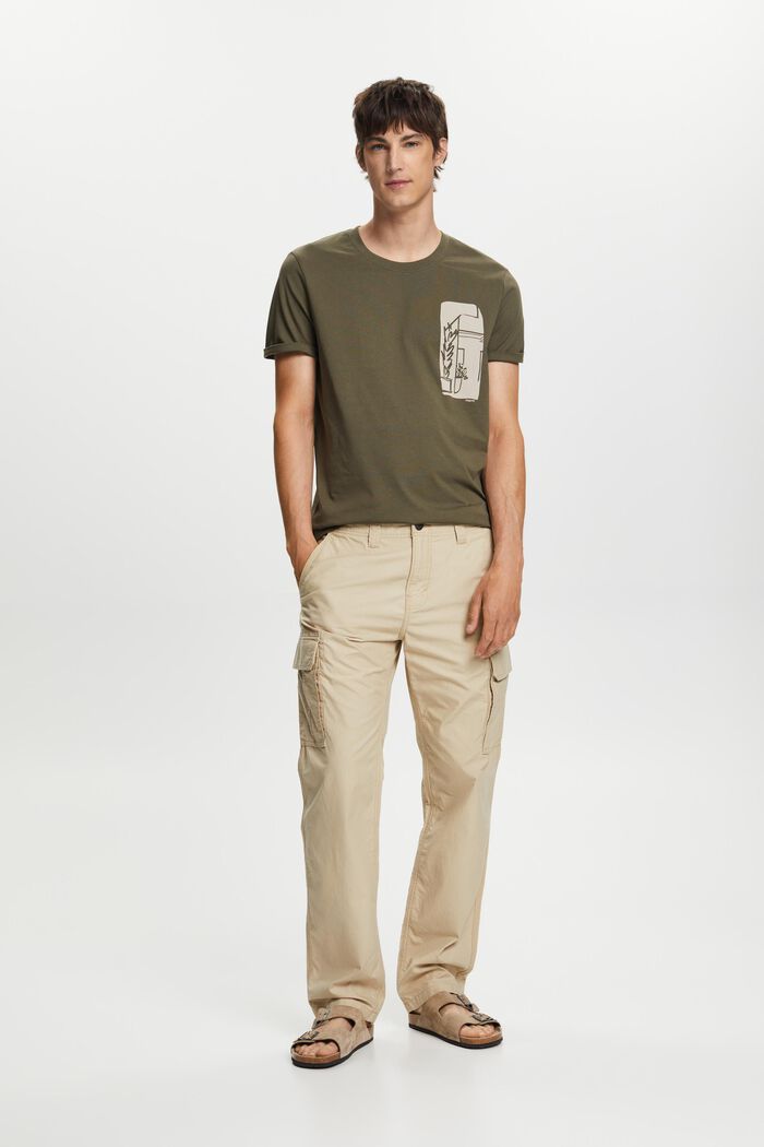 Tričko s potiskem vpředu, 100% bavlna, KHAKI GREEN, detail image number 1