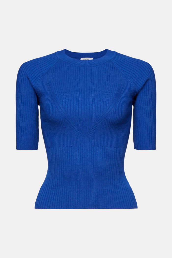 Žebrový pulovr s krátkým rukávem, BRIGHT BLUE, detail image number 6